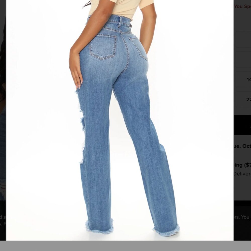 NWT! Fashion Nova "Don't Get Crossed Over Slouch Fit" High Rise Jeans Size 7 - Picture 2 of 15